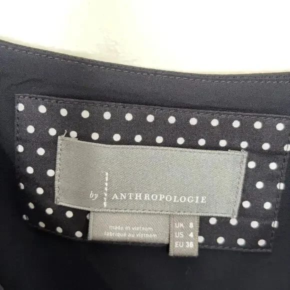 ANTHROPOLOGIE Giverny Midi Slip Dress Satin Black {L9} - Picture 5 of 6